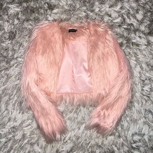 PrettyLittleThing Blush Faux Fur Coat